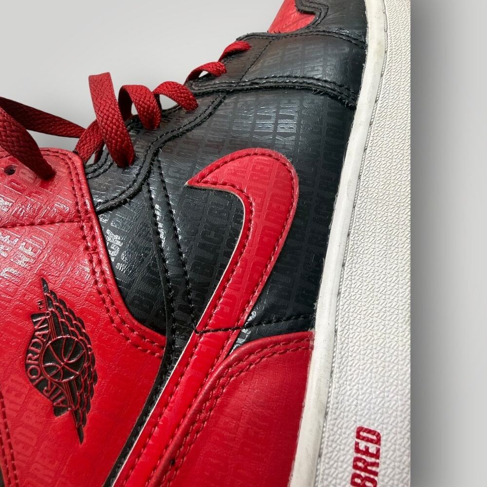 Nike Air Jordan 1 Mid SS "BRED TEXT" Bred DM9650-001 GS SIZE 7Y - Picture 6 of 13